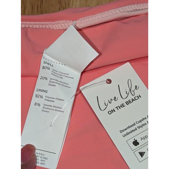 Cupshe Swimsuit Womens M Pink Floral One Piece Swimsuit High Waist One Shoulder - Picture 13 of 13